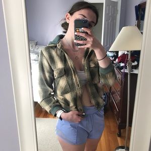 Urban Renewal hooded flannel crop jacket